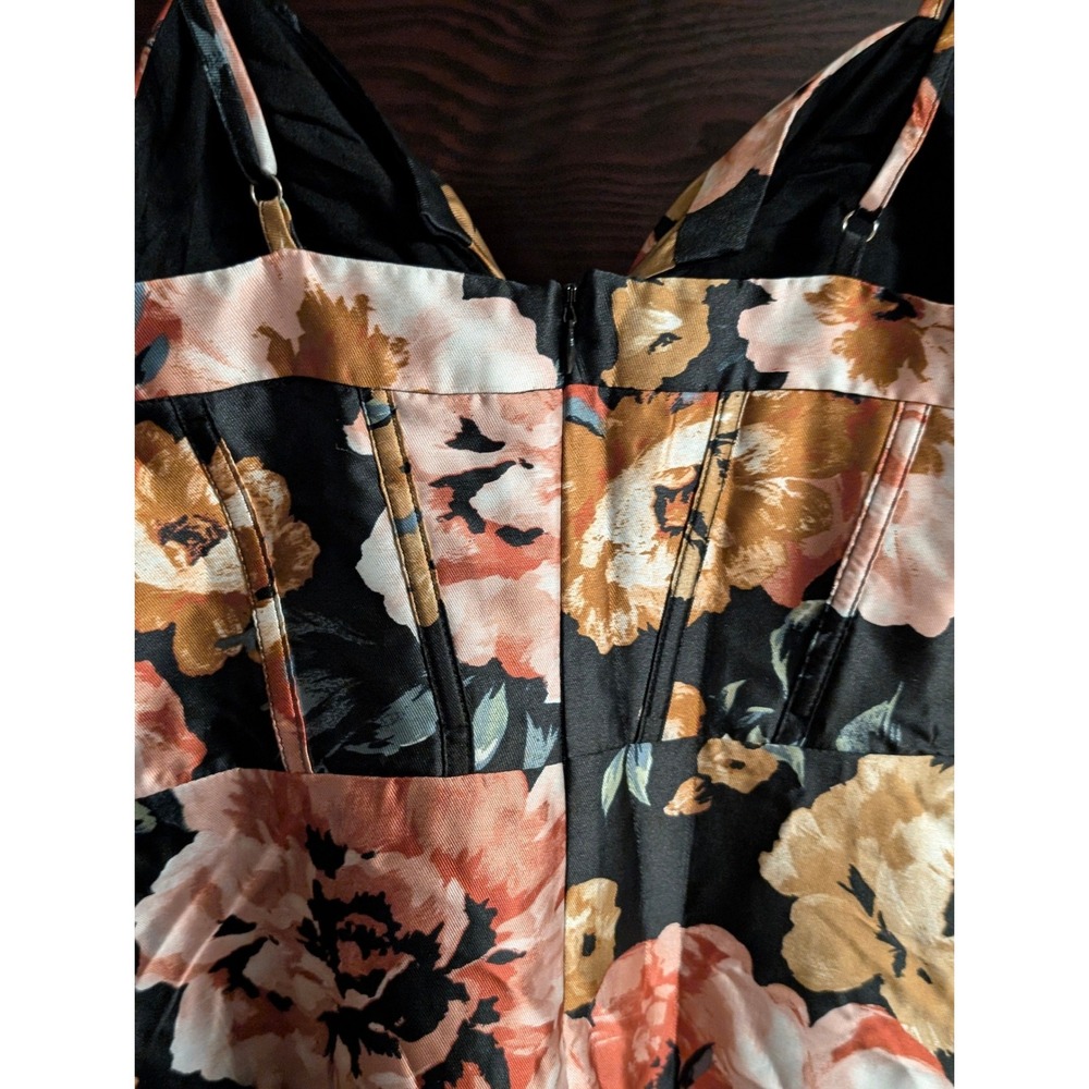 NWT Lulus Confident Delight Black Floral Tiered Bustier Maxi Dress Small - Picture 4 of 8